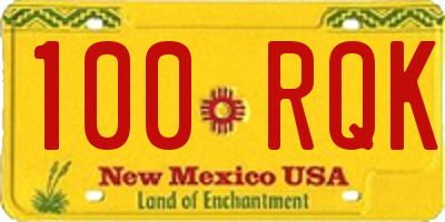 NM license plate 100RQK