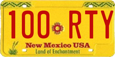 NM license plate 100RTY