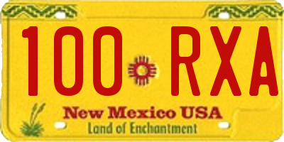 NM license plate 100RXA