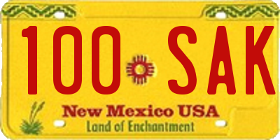 NM license plate 100SAK