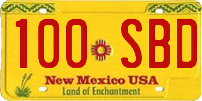 NM license plate 100SBD