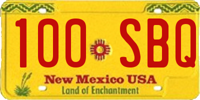 NM license plate 100SBQ