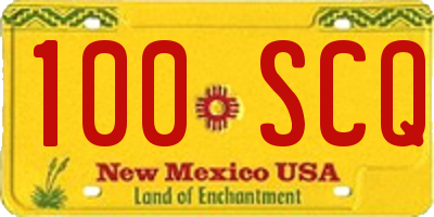 NM license plate 100SCQ