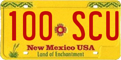 NM license plate 100SCU