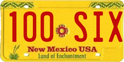 NM license plate 100SIX