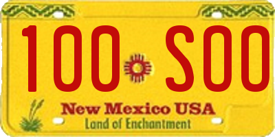 NM license plate 100SOO