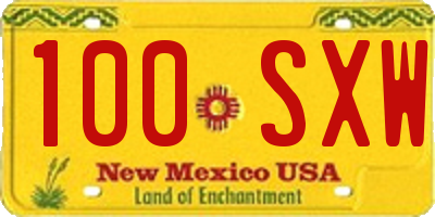 NM license plate 100SXW