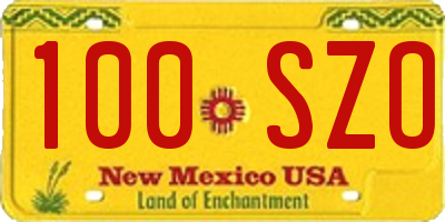 NM license plate 100SZO