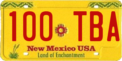 NM license plate 100TBA