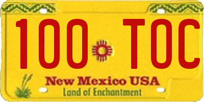 NM license plate 100TOC