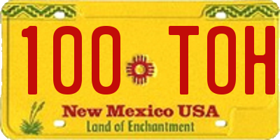 NM license plate 100TOH