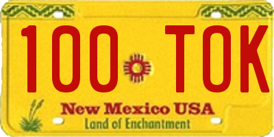 NM license plate 100TOK