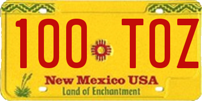 NM license plate 100TOZ