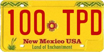 NM license plate 100TPD