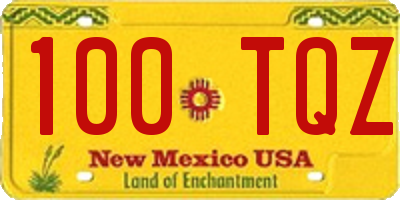 NM license plate 100TQZ