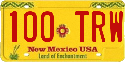 NM license plate 100TRW