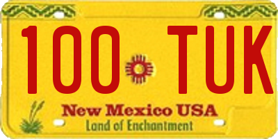 NM license plate 100TUK