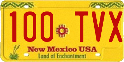 NM license plate 100TVX
