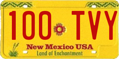 NM license plate 100TVY