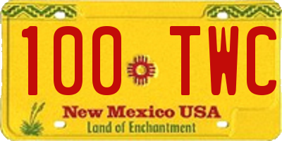 NM license plate 100TWC