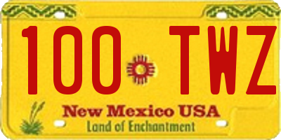 NM license plate 100TWZ