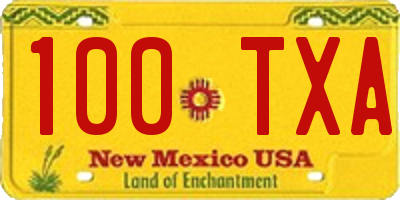 NM license plate 100TXA