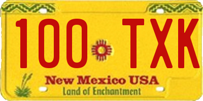 NM license plate 100TXK