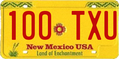 NM license plate 100TXU