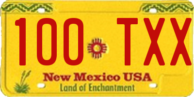 NM license plate 100TXX