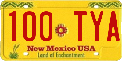 NM license plate 100TYA