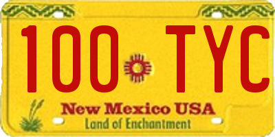 NM license plate 100TYC