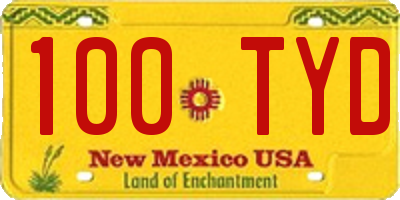 NM license plate 100TYD