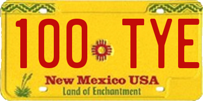 NM license plate 100TYE