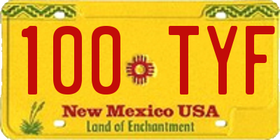 NM license plate 100TYF