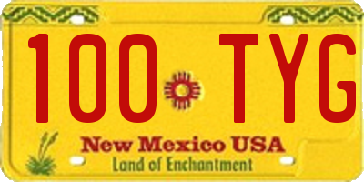 NM license plate 100TYG