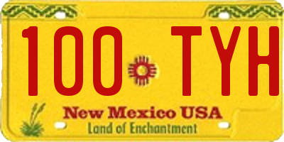 NM license plate 100TYH