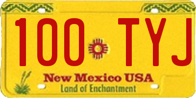 NM license plate 100TYJ