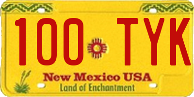 NM license plate 100TYK