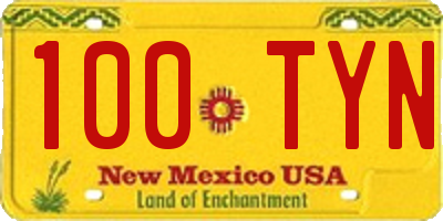 NM license plate 100TYN