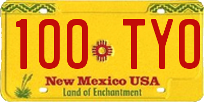 NM license plate 100TYO
