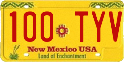 NM license plate 100TYV