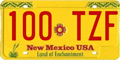 NM license plate 100TZF