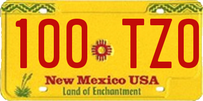 NM license plate 100TZO