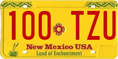 NM license plate 100TZU