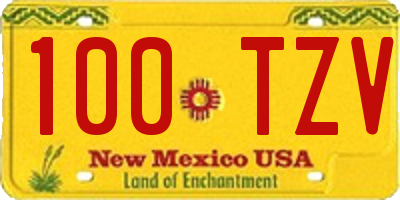 NM license plate 100TZV