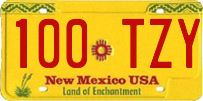 NM license plate 100TZY