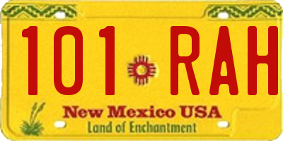 NM license plate 101RAH