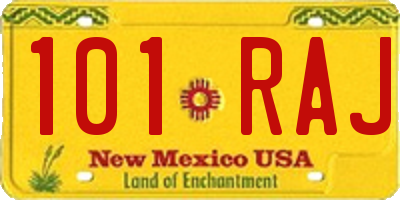 NM license plate 101RAJ