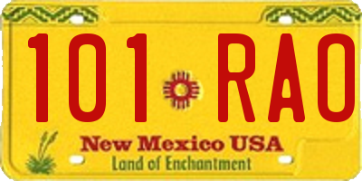 NM license plate 101RAO