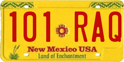 NM license plate 101RAQ